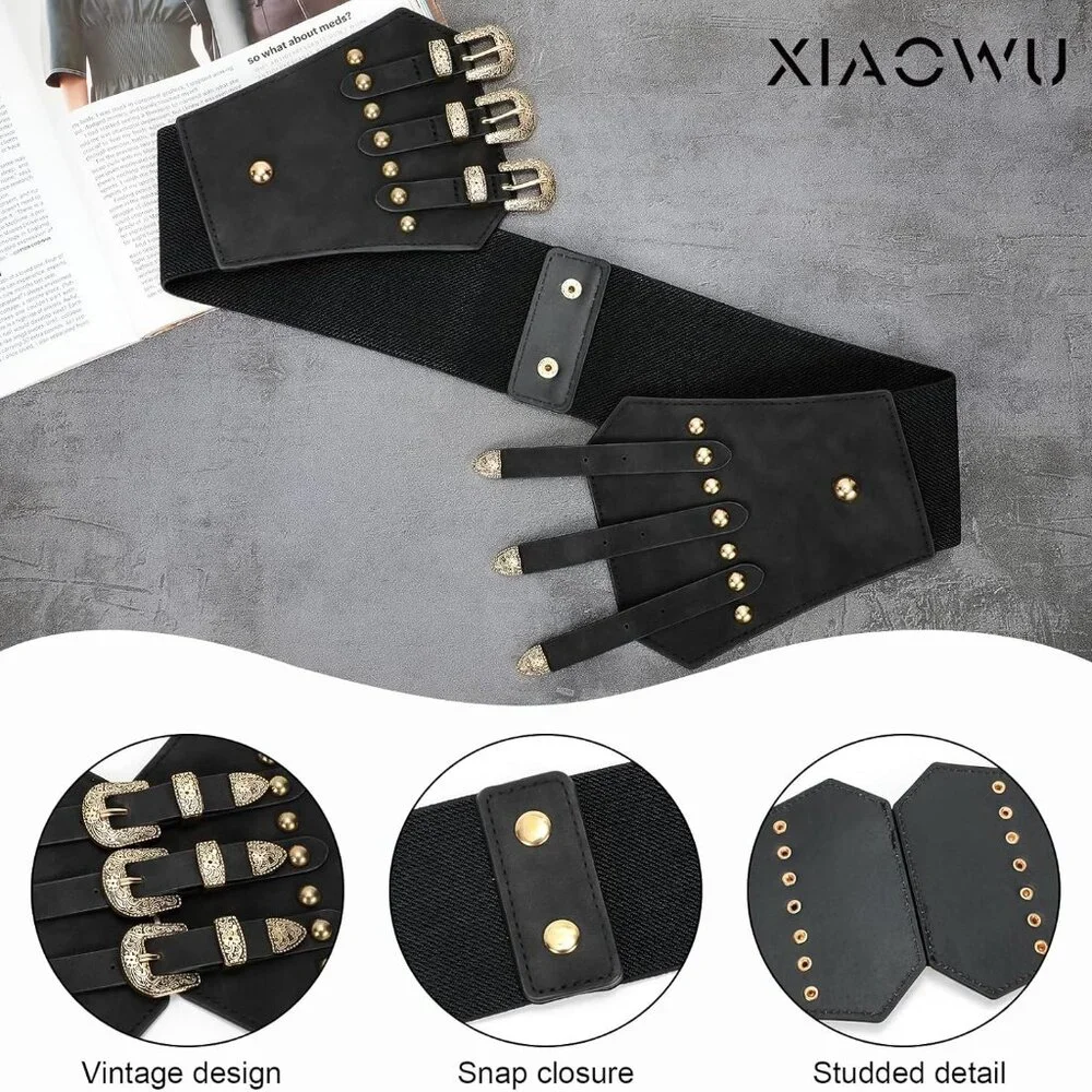 Renaissance Corset Belt for Women Wide Leather Waist Belt for Dresses and Costum - Picture 4 of 7